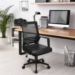 Yaheetech Adjustable Office Chair Midback Computer Chair with Lumbar Support