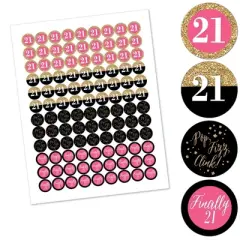 Big Dot of Happiness Finally 21 Girl - 21st Birthday Party Round Candy Sticker Favors - Labels Fits Chocolate Candy (1 sheet of 108)
