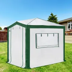 EAGLE PEAK 6x8 Portable Walk in Greenhouse , Heavy Duty Instant Pop Up Green House, Front Roll Up Zipper Entry Door and Mesh Windows, Green/White