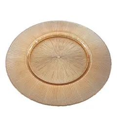 Slickblue 13" Charger Plate with Stripe Texture and Glitter Rim - In 3 Colors & 3 Sets