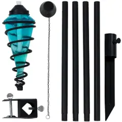 Sunnydaze Outdoor Adjustable Height Glass and Metal Swirl Patio and Lawn Torch Set