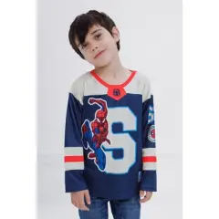 Marvel Spider-Man Mesh Hockey Jersey Long Sleeve T-Shirt Little Kid to Big