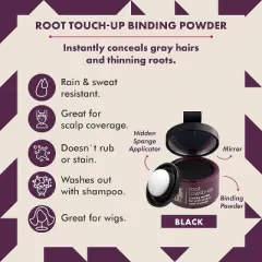 Style Edit Root Touch Up Powder for BLACK Hair (0.13 oz tub) Gray Hair Cover-up Root Concealer for Grey, White Hair
