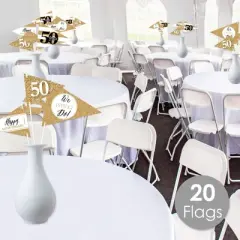 Big Dot of Happiness We Still Do - 50th Wedding Anniversary - Triangle Anniversary Party Photo Props - Pennant Flag Centerpieces - Set of 20