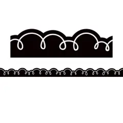Teacher Created Resources&reg; Black with White Squiggles Die-Cut Border Trim, 35 Feet Per Pack, 6 Packs
