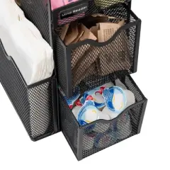 Mind Reader Metal 11 Compartment Cup & Condiment Organizer Black: Coffee Bar Organization Accessory