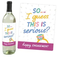 Big Dot of Happiness Just Engaged - Colorful - Engagement Party Decorations for Women and Men - Wine Bottle Label Stickers - Set of 4