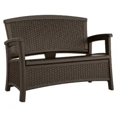 Suncast Resin Wicker Loveseat w/ Storage & Resin Wicker Coffee Table w/ Storage