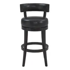 30" Corbin Faux Leather Wood Swivel Barstool Gray Onyx - Armen Living