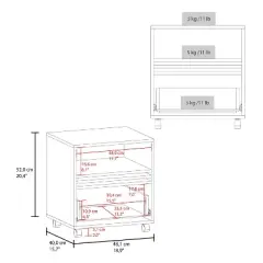 Sapphtopaz Modern Nightstand with Drawer and Open Shelf Wood Side Table with Handle and Legs Night Stand for Bedroom, Living Room