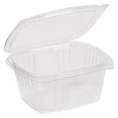 Inno-Pak 16 oz Rectangular Container Clear RPET Hinged Lid - Pack of 100