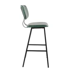 Set of 2 Foundry Contemporary Barstools Faux Leather Black/Green - LumiSource