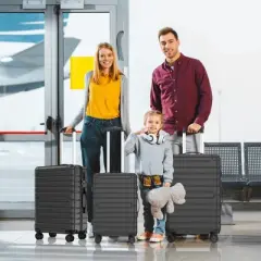 SKONYON 3 Piece Hardside Luggage Set with Spinner Wheels, TSA Locks, Lightweight ABS+PC Suitcases (20"/24"/28") for Travel, Business, Family Trips