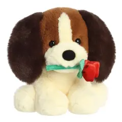 Aurora Val Pets 9" A Rose For You Pup Brown Stuffed Animal