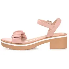 Journee Collection Womens Dexxla Buckle Ankle Strap Low Platform Sandals Rose 10