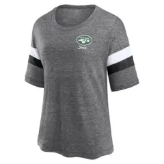 NFL New York Jets Women's Weak Side Blitz Marled Left Chest Short Sleeve T-Shirt