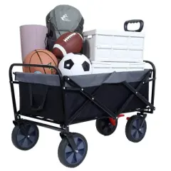 CAVINAS Folding Wagon Cart with  360lbs Weight Capacity,Heavy Duty Shopping Cart with Wheels,Wagon for Camping,Shopping