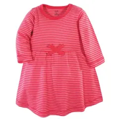 Touched by Nature Baby and Toddler Girl Organic Cotton Long-Sleeve Dresses 2pk, Bright Flowers