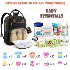 Itopfox Large Capacity Diaper Backpack for Travel with Changing Pad, Stroller Straps & Pacifier Case, Black