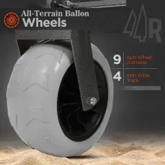 9"x4" All-Terrain Balloon Wheels, 300L XL Heavy-Duty Folding Wagon Cart - 480lbs Capacity, Conquers Sand & Rough Terrain, w/Brakes, Cup Holders