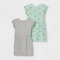 Toddler Girls' 2pc Star Wars Baby Yoda Knit Short Sleeve Dress - Heather Gray