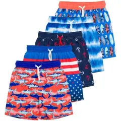 Dreamwave 5 Pack Swim Trunks Bathing Suits Infant to Toddler 