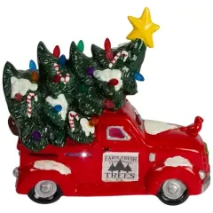 Northlight LED Lighted Vintage Truck with Tree Christmas Decoration - 8" - Red