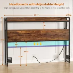 Aheaplus Storage Headboard, Head Board with Charge Station and LED Light