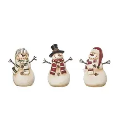 Transpac Rustic Snowman Figurines Set of 3 Charming Christmas Decorations for Tabletop or Mantel Ideal Holiday Gift