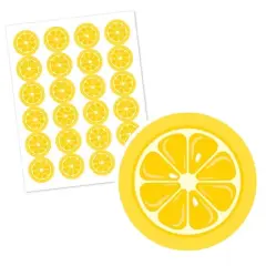 Big Dot of Happiness So Fresh - Lemon - Citrus Lemonade Party Circle Sticker Labels - 24 Count