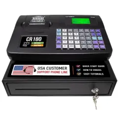 Nadex Coins&trade; CR180 Steel Cash Register with Coin Drawer, 6,800 PLUs and 60 Departments, Black