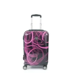 FUL Atomic 20 Inch Expandable Spinner Rolling Luggage Suitcase, ABS Hard Case, Upright, Pink