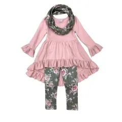 Girls Love You Bunches Tunic, Scarf & Legging Set - Mia Belle Girls