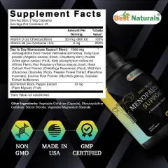 Best Naturals Day-to-Day Menopause Supplements for Women with Ashwagandha, Dong Quai, Chastberry, Kelp, Red Raspberry, 90 Veg Capsules