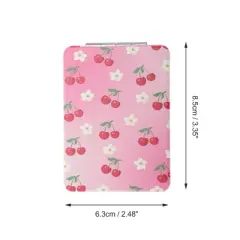 Unique Bargains Women Medium Rectangular Shape Handheld Mirror for Travel Pink Red 1 Pc