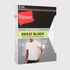 Hanes Premium Men's Sweat Block Crewneck Undershirt 3pk - White