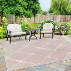 Modern Coastal Diamond Lattice Indoor Outdoor Area Rug by Blue Nile Mills