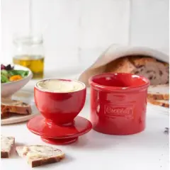 Butter Bell&reg; Crock &ndash; Caf&eacute; Retro Maraschino Red Ceramic Butter Keeper, Glossy Vintage-Style Butter Dish for Spreadable Butter