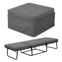 Designs4Comfort Folding Bed Ottoman Soft Gray Fabric - Breighton Home: Multi-Functional Sleeper, No Assembly Required