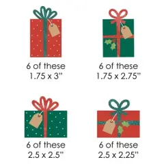 Big Dot of Happiness Happy Holiday Presents - Paper Straw Decor - Christmas Party Striped Decorative Straws - Set of 24