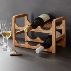 6 Bottles Olivewood Wine Rack Brown - Threshold&trade;: Countertop Holder, Freestanding, Multi-Compartments, Varnished Wood