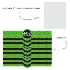 Big Dot of Happiness Game Zone - DIY Party Supplies - Pixel Video Game Party or Birthday Party DIY Wrapper Favors and Decorations - Set of 15