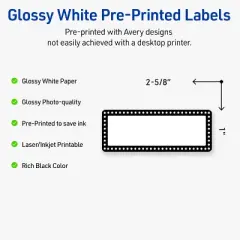 Avery Labels, 1" x 2-5/8", Glossy White, Black & White Polka Dots, 160ct