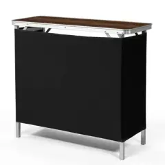 Karl Home Patio Brown Portable Folding Bar Table with Shelf