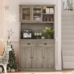 Whizmax Pantry with Drawers and Adjustable Shelves, 71&iexcl;&plusmn;Tall Freestanding Kitchen Pantry with Microwave Stand, Hutch Cabinet for Kitchen, Dining Room