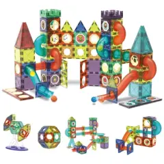 Contixo 110-Piece Glow-in-the-Dark Marble Run Magnetic Light-Up Tile Set, STEM Building Toy for Ages 3+
