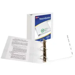 Avery Touchguard Antimicrobial View Binder w/Slant Rings 3" Cap White 17144