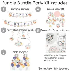 Big Dot of Happiness Let's Be Fairies - Fairy Garden Birthday Party Supplies - Banner Decoration Kit - Fundle Bundle