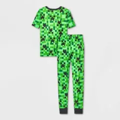 Boys' Minecraft 4pc Pajama Set - Green/Black