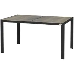 Gulches Outdoor Dining Table for 6, Aluminum Rectangular Patio Table with Faux Wood Top, 55" x 35.5", Gray